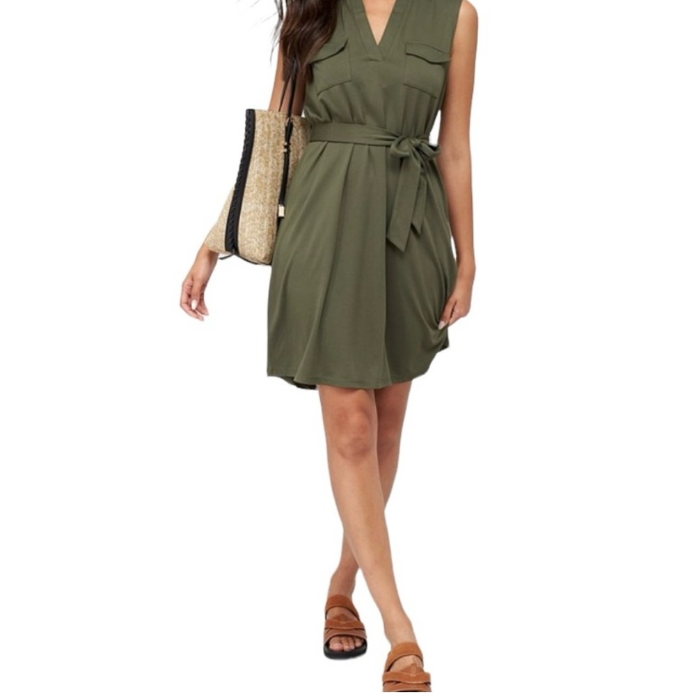 DKNY Olive Green Sleeveless Dress